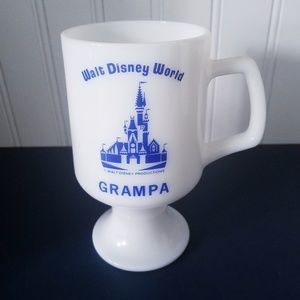 Vtg Walt Disney World milk glass footed coffee mug